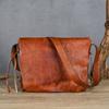 Винтажная мужская сумка ручной работы из натуральной кожи, однотонная, универсальная, из коровьей кожи, большой вместимости, на плечо