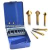 Titanium-Plated 90-Degree Three-Blade Gold Hole Chamfering Drill Bit for Woodworking