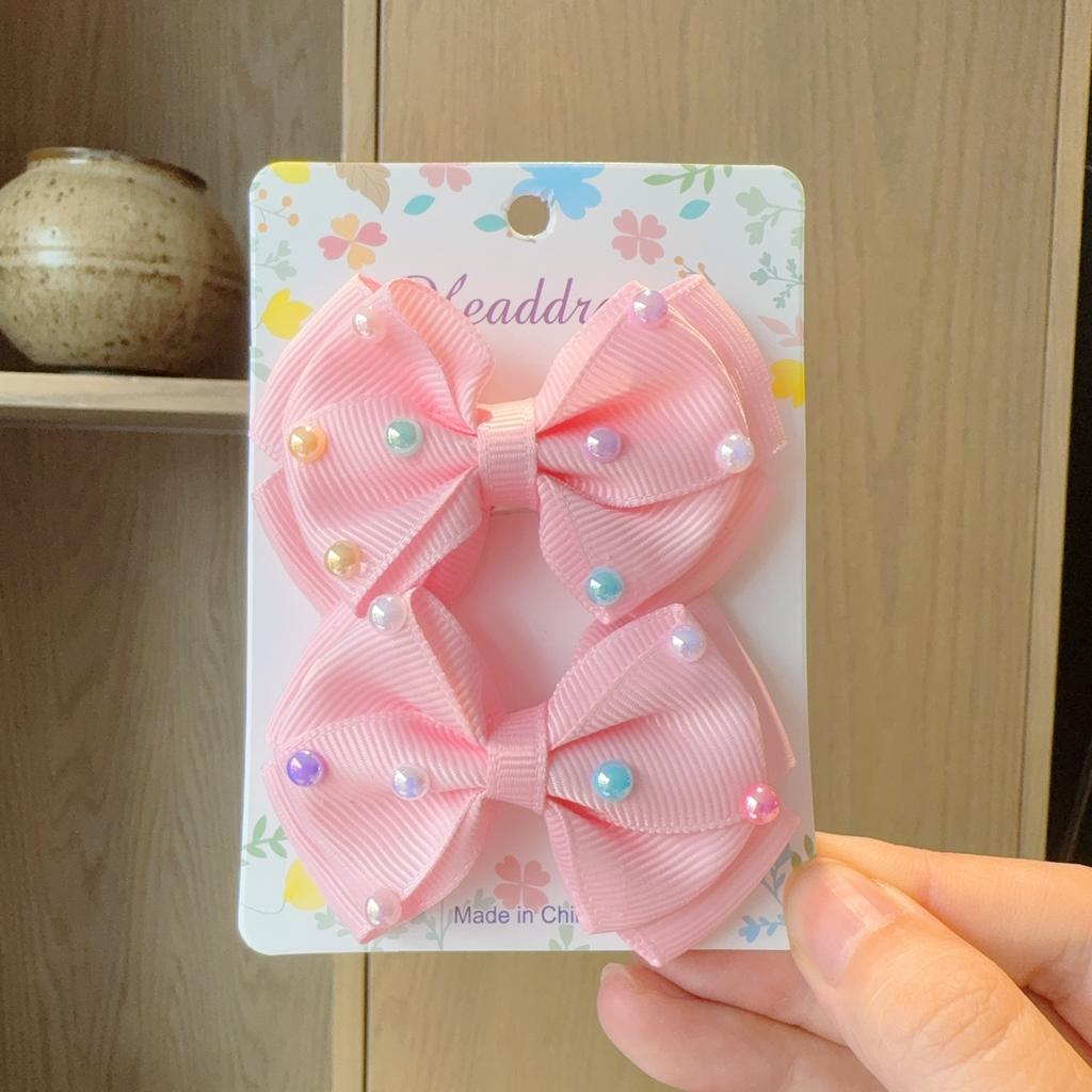 2Pcs/lot Baby Solid Hair Bows Hair Clips Ribbon Bow Hairpin for Girl Cheer Bowknot Barrettes Children Headwear Hair Accessories