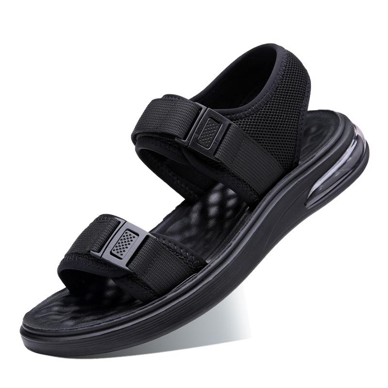 Новые летние туфли мужские сандалии мягкая ткань летние праздничные мужские пляжные сандалии плоские нескользящие мужские туфли черные A4520