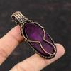 Кулон из фиолетового огненного лабрадорита, медная проволочная обертка, стильный кулон ручной работы, медные украшения для подарка, ювелирные изделия из драгоценных камней в проволочной обертке