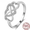925 Sterling Silver Rings for Women High Polish Cubic Zirconia Infinity and Heart Tarnish Resistant Comfort Fit Ring