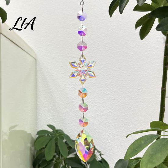 Window Hanging Sun Catcher Faux Crystal Catcher, Prism Suncatcher, Snowflake Rainbow Maker Pendant Decor for Home Window, Christmas Tree Porch
