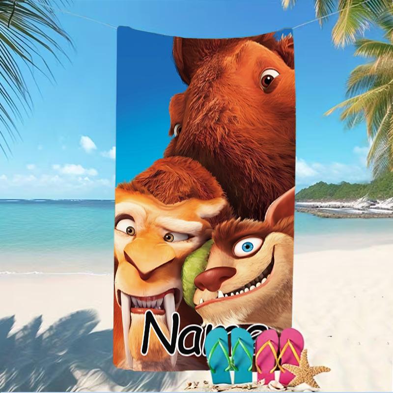 Customizable personalized beach towels Ice Age Dawn of the Dinosaurs themed designs.Suitable for the beach, yoga, sports;ideal as beach accessories