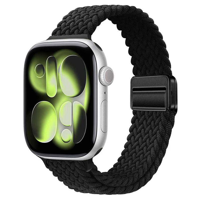 Плетеный нейлоновый ремешок для Apple Watch Ultra 3 49 мм 11 10 46 мм 42 мм Браслет с магнитной застежкой IWatch 9 8 7 41/45 мм 6 5 4 SE 44/40 мм