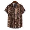 Мужская Гавайская рубашка Camisa с леопардовым цветочным принтом и короткими рукавами, вечерние пляжные повседневные рубашки больших размеров