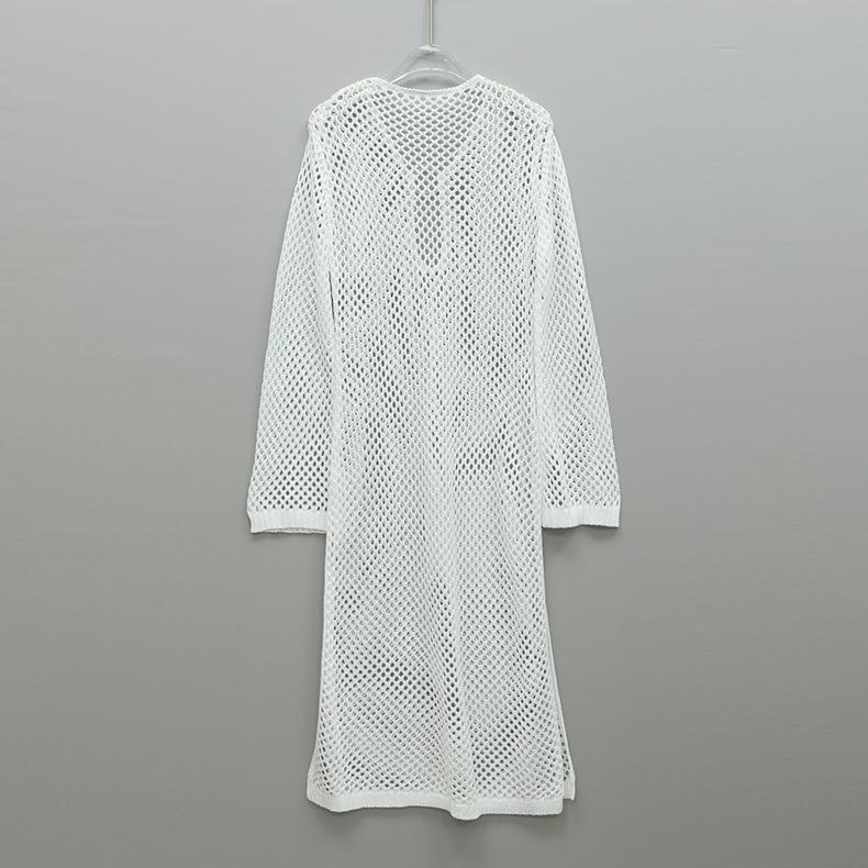 Летнее женское пляжное платье, однотонное сексуальное вязаное ажурное бикини, купальник, длинное платье с солнцезащитным кремом