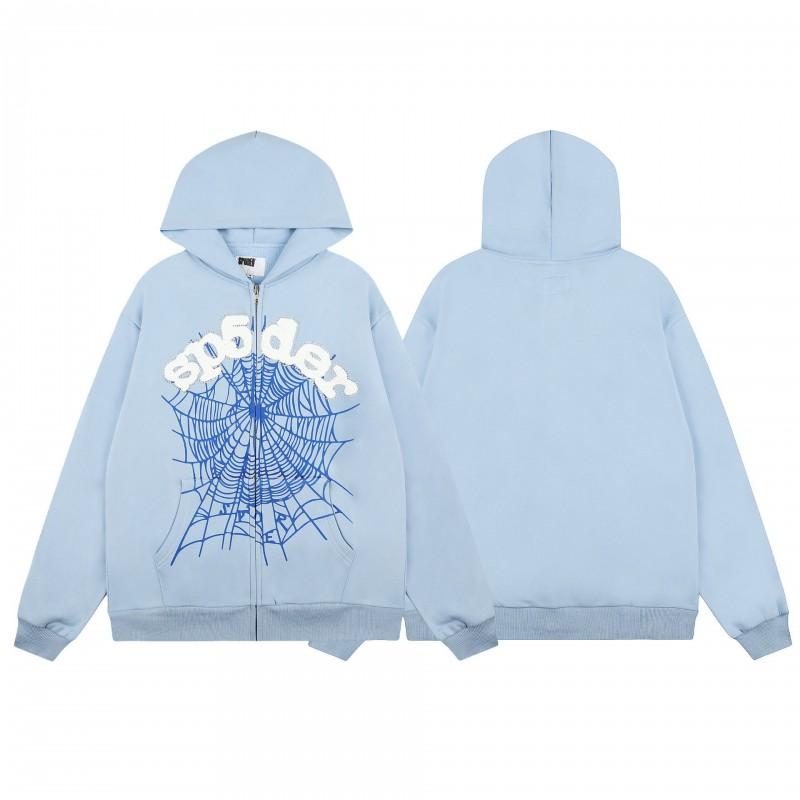 Sp5der FW23 Hoodie Unisex Streetwear Pullover Sweatshirt With Web Print Loose Fit Cotton Blend