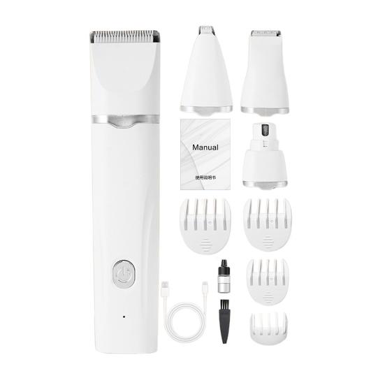 Машинка для стрижки собак, набор для груминга с когтерезкой 4 в 1, беспроводной электрический триммер для собак, кошек, малошумная USB-зарядная бритва для лап домашних животных