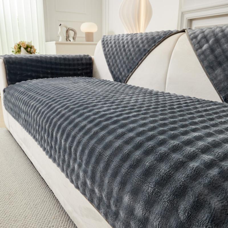 Подушка для дивана из фланелевой ткани Nordic, однотонные чехлы для диванов в гостиную, универсальные нескользящие чехлы для диванов, зимние теплые подушки для диванов