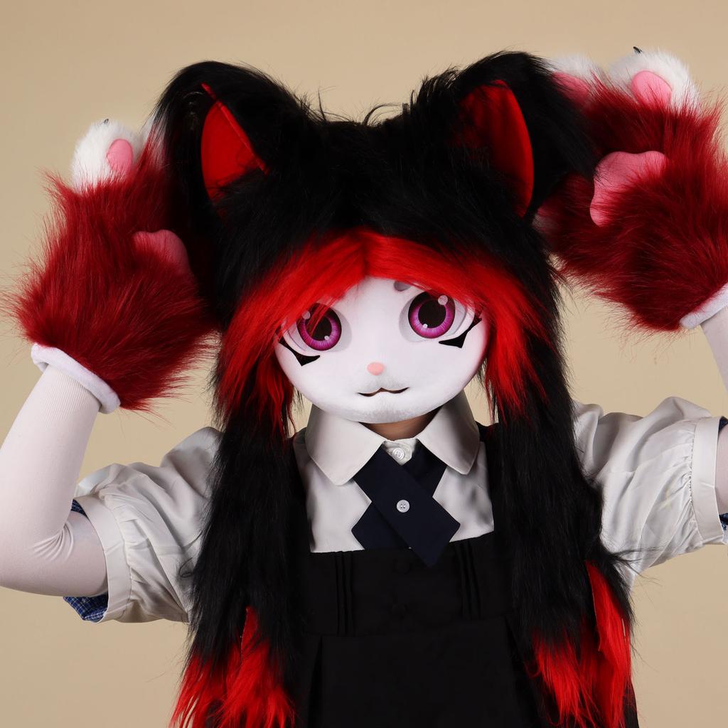 Kig plush animal head wearable headgear Furui Lolita cos cute fursuit Furui fursuit