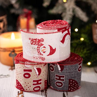 Рождественская лента Navidad Decor Рождественская лента с принтом для цветочных гирлянд Украшение для рождественской елки Рождественские декоративные принадлежности 1/3 шт.