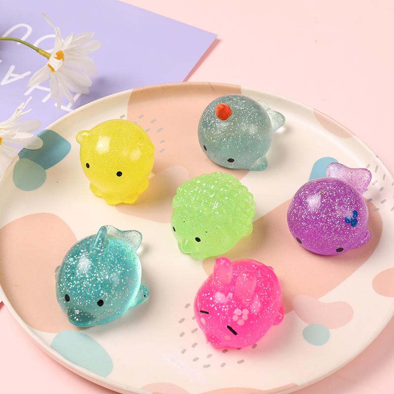 Многоцветные Гигантские Блестящие Моти Сквиши Игрушки Мячики для Снятия Стресса Милые Морские Животные Сенсорные Сжимаемые Фиджет Игрушки Для Взрослых Детей
