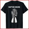 Черная футболка унисекс с принтом 'Двигатель Starship Raptor для космического исследователя и ракетостроителя'