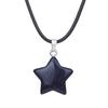 Natural stone star pendant, Xiuyu, blue patterned stone, pentagram necklace, jewelry