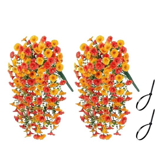 1/2Pcs Hanging Artificial Morning Glory UV Resistant Fake Flower Wedding Party Indoor Outdoor Garden Wall Hanging Faux Flower Decoration