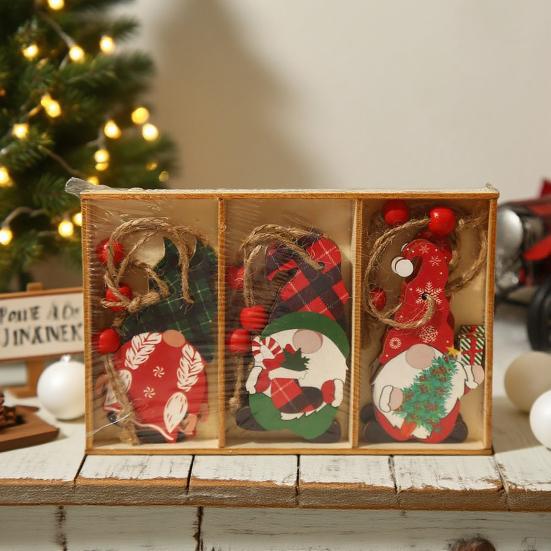 9 шт. Деревянные подвесные украшения на рождественскую елку, ручной работы, украшения в виде кукол эльфов-гномов