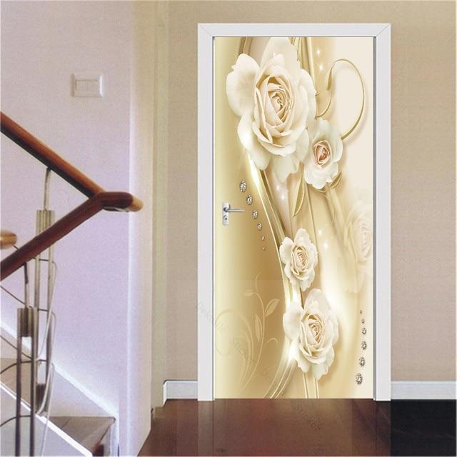 3D золотые наклейки для украшения дверей, мраморные простые абстрактные линии, цветы, обои для гостиной, домашний декор, художественные наклейки для спальни
