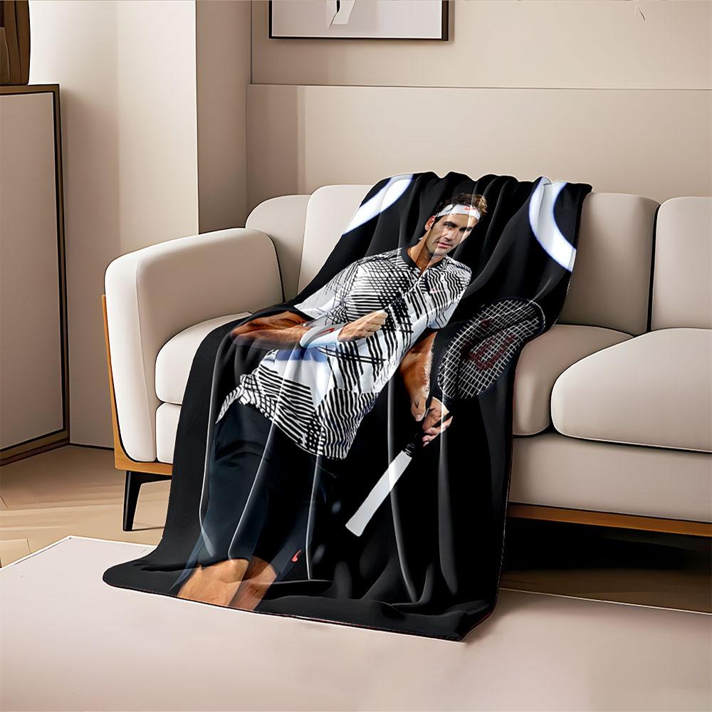 Tennis Player with Racket Blanket for all seasons blanket lunch break throw gift