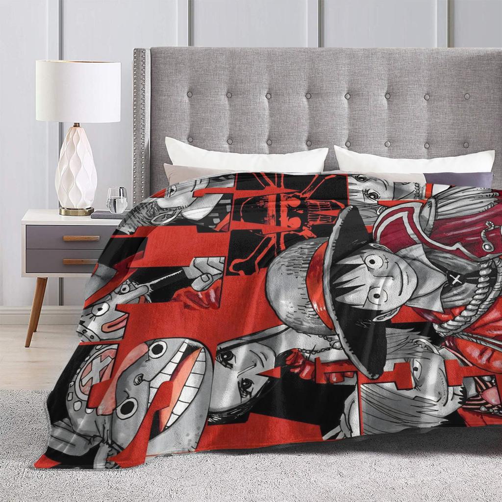Luffy Anime Fleece Throw Blanket Luffy Zoro Sanji Blankets for Bed Car Super Soft Bedding Throws,