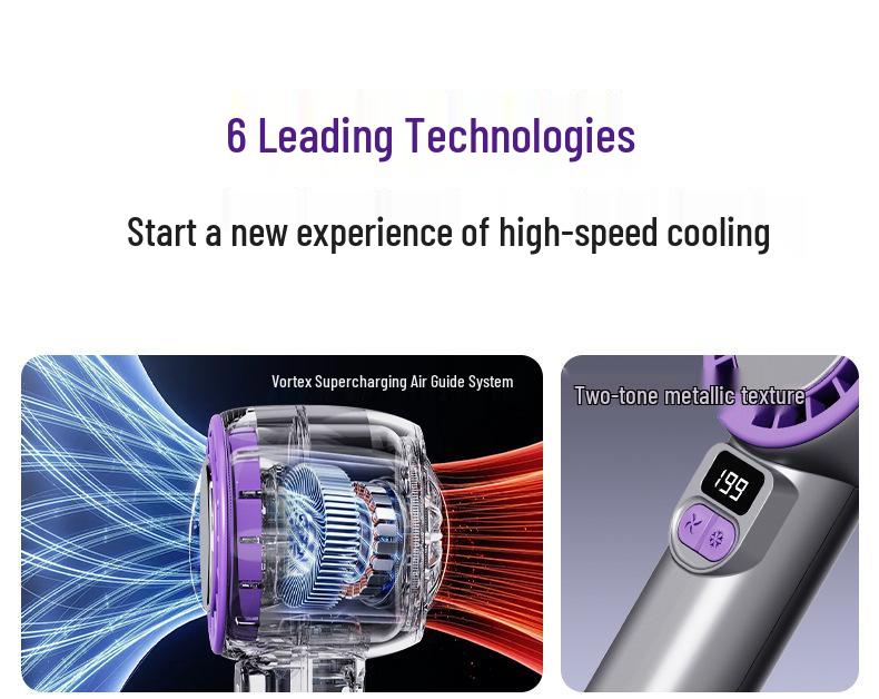Mini Portable Handheld USB Fan with Digital Display & Ice Pack