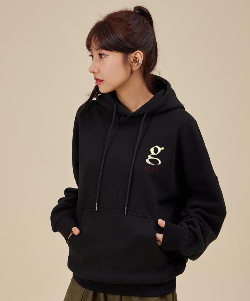 SIGNATURE Gravity Oversized Wide Shoulder Hoodie_Black