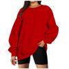 Осенне-зимняя толстовка с капюшоном женская с круглым вырезом, сплошной цвет, свободные пуловеры с заниженными плечами