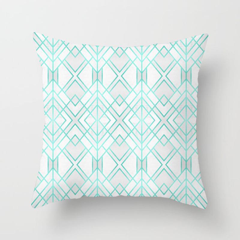 45x45cm Light Blue Green Mint Cushion Cover Modern Geometric Print Boho Decorative Pillow  Sofa Throw