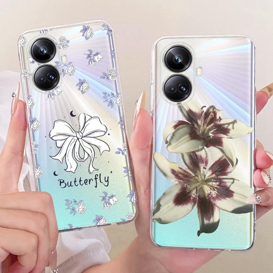 For Realme 10 Pro Case Soft Silicone TPU Protective Bow flower Phone Case For Realme 10Pro+ transparent Realme10 4G Cover Coque