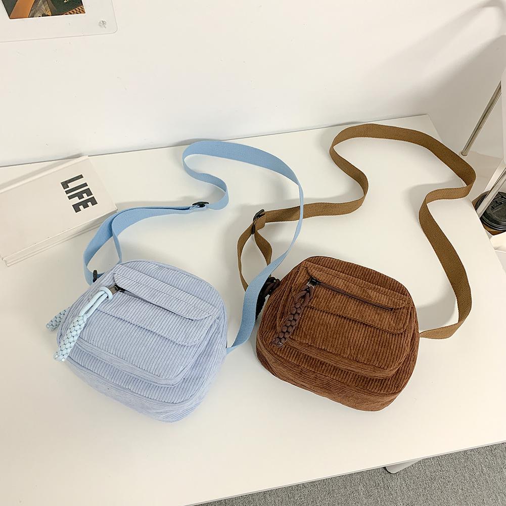 Women Corduroy Crossbody Bag Casual Multi Layer Shoulder Bag Versatile Messenger Bag Satchel Hobo Bag Travel Holiday Purse