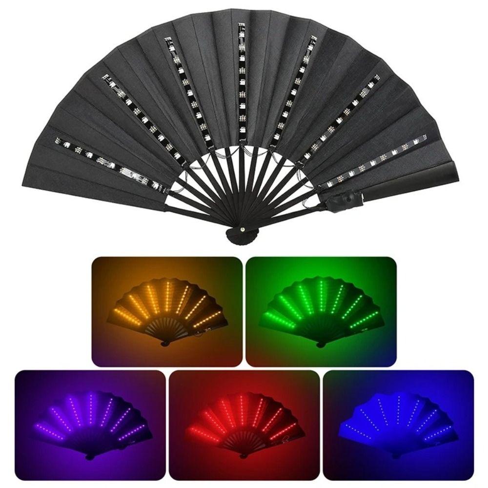 Silk LED Fan Luminous Discoloration Fan Fun Handheld Fans Party Dancing