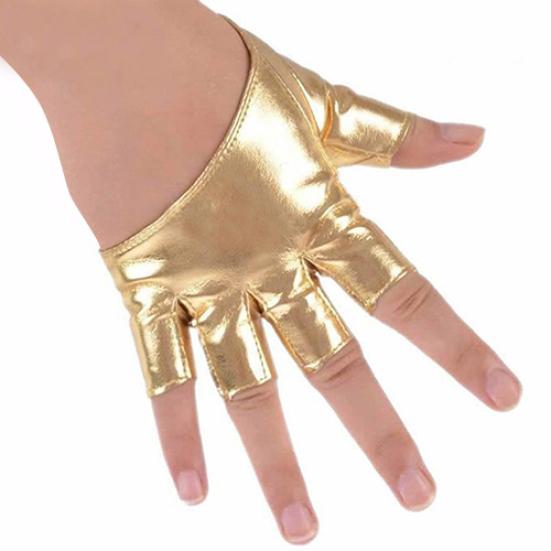 Lady Fashion Faux Leather Half Finger Gloves Driving Pole Dancing Show Gloves