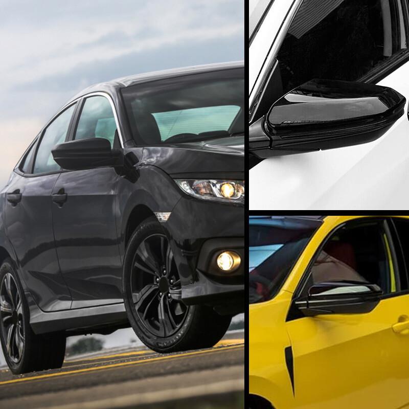 Left+Right For 2016-21 Honda Civic 10th Side View Mirror Cover Caps Gloss Black