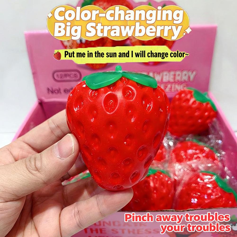 3D Vivid Strawberry Squeeze Toy, Washable Squishy with Realistic Look, Great Stress Reliever for Daily Office Use