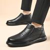 Fashion Casual Fashionable Men's Cotton Shoes 2025 Winter Plus Velvet Warm High-top Formal Casual Men's Middle-aged And Elderly Shoes