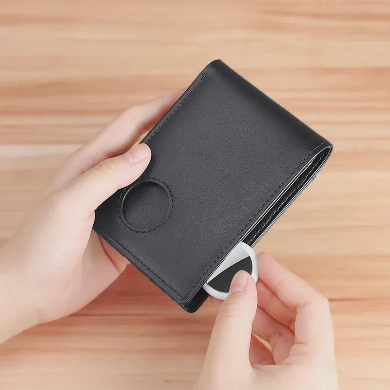 Men's Genuine Leather RFID Anti-Theft AirTag Wallet
