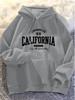 American Retro Los Angeles "California" Hooded Sweatshirt with Letter Print for Men, Suitable for Autumn and Winter, Hooded Top