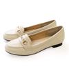 AmiAmi Women's Loafers/Pumps with Bits, Simple, Basic Formal Shoes, CX2405B, Sizes 22.5-25.0 (Size 24.0, Ivory (Smooth))