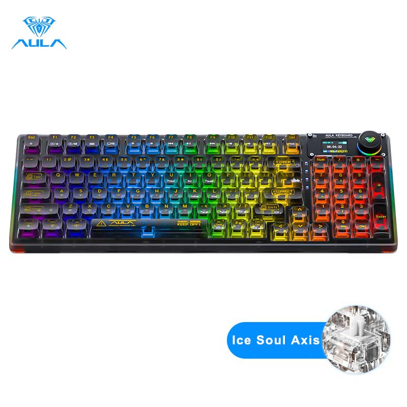 AULA F98PRO Transparent Wireless Mechanical Keyboard Bluetooth 2.4G Hot Swappable RGB Backlit Custom E-sports Gaming Keyboard
