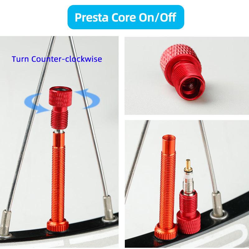 Presta Valve Adaptor for Schrader Pump F/V Valve Core Fitting Tool 2 In 1 Bicycle Nozzle Convertor Aluminum Anodized