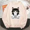 Осенняя Зимняя Женская Толстовка Bad Cattitude Смешной Принт Кота Худи Флис Всесезонные Свитшоты Теплый Круглый Вырез Женские Топы