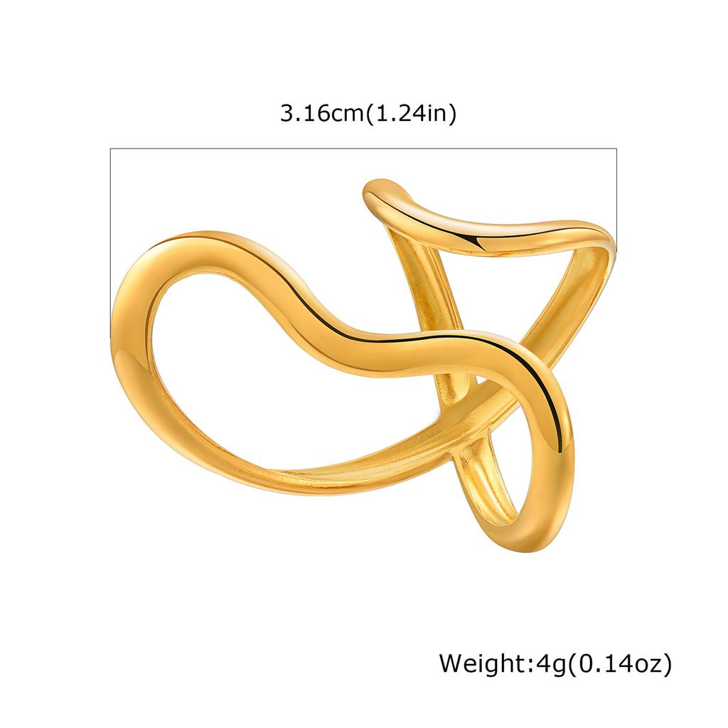 Vnox Stainless Steel Rings For Women Girls,Irregular Line Sense Smooth Open Rings,Simple Atmospheric Finger Jewelry Daily