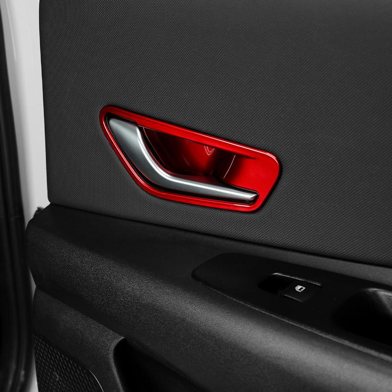 For Hyundai Elantra CN7 / CN7 N Red Carbon Fiber Car 4pcs Inner Door Dowl Handle Panel Cover Trim Interior Mouldings