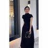 Women's Black Retro French-Style Slim Summer Dress