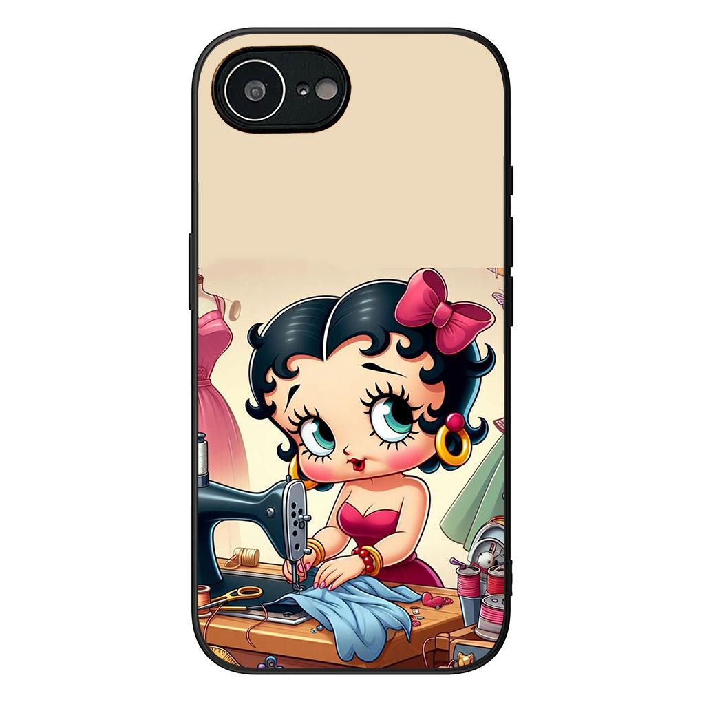 Мягкий чехол для телефона Apple iPhone 17 16 14 15 Pro Max Plus 15+ 16E XR ProMax Air Case B-Bettys Мультяшный B-Boops Аниме Чехол