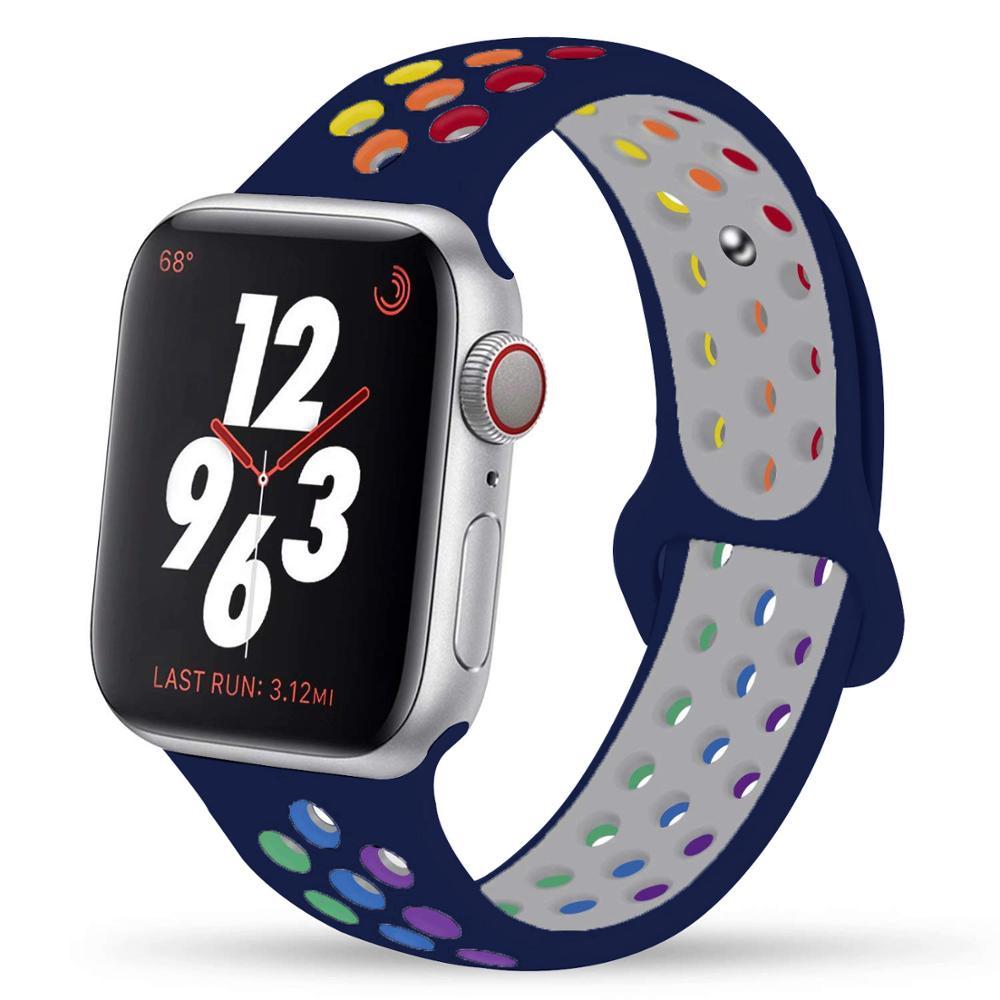 Спортивный силиконовый ремешок для Apple Watch Band 44 мм, 40 мм, 42 мм, 38 мм, 44 мм, дышащий браслет, ремешок для Apple Watch 6 iWatch 5 4 3 se