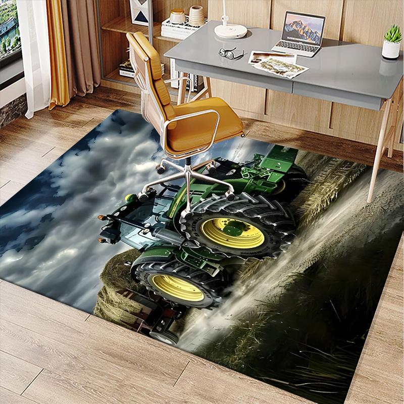 Tractor Polyester Carpet, Soft Indoor Mat for Office Chair, Living Room, Computer Desk - Decorative Home Office Rug Design