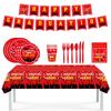 Pre-Sale Red Graduation Season Disposable Paper Plate Paper Cup Paper Towel Flag Tablecloth Party Arrangement Supplies
