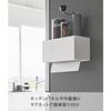 Yamazaki Tower Magnetic Paper Towel Dispenser with Tray, White, Approx. W26 x D13.7 x H13.6cm (Approx. H26.3cm with lid open), Tower Paper Towel Case/