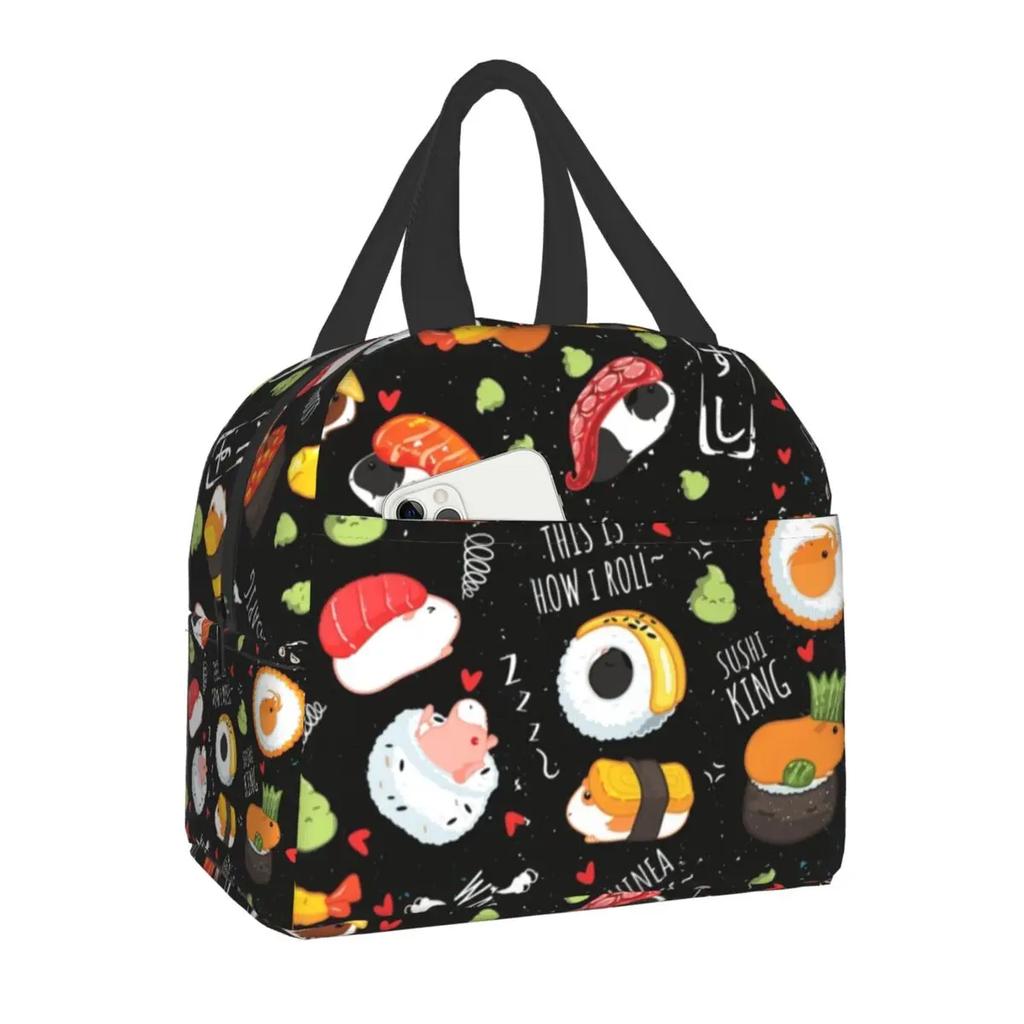Японская аниме-еда, суши, кошка, сумка для обеда, женская, детская, изолированная, для работы, школы, индивидуальные, портативные сумки-тоут Bento